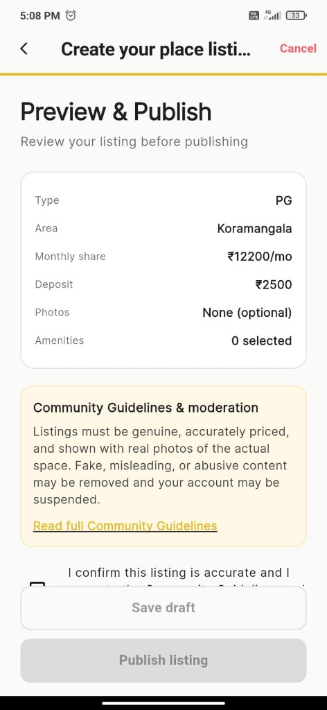 Jublet create listing — Preview and publish