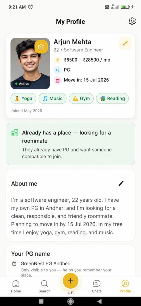 Jublet profile — showcase your lifestyle and preferences